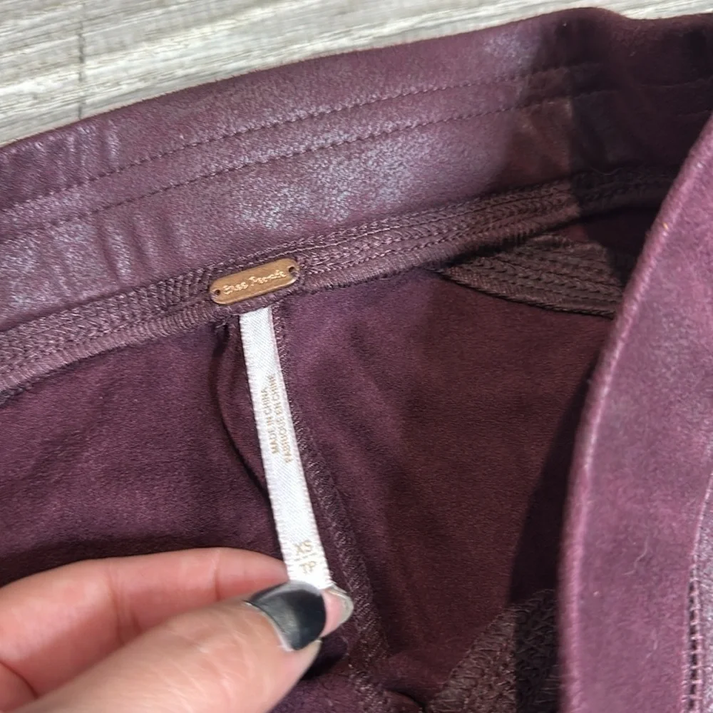 Free People Midnight Vegan Faux Suede Leggings Burgundy Sz XS